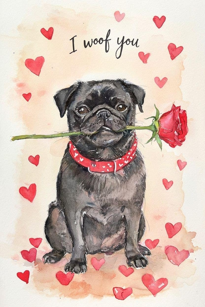Black Pug Valentine Card