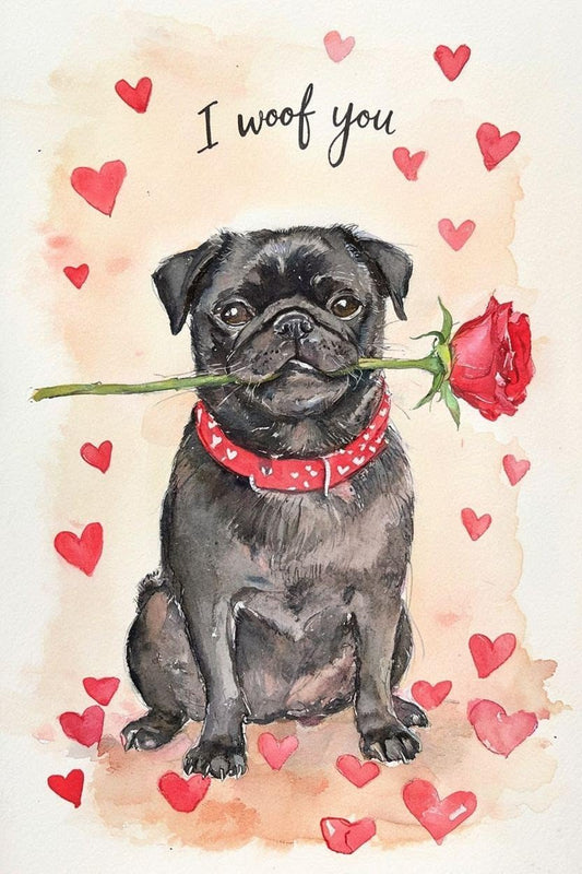 Black Pug Valentine Card