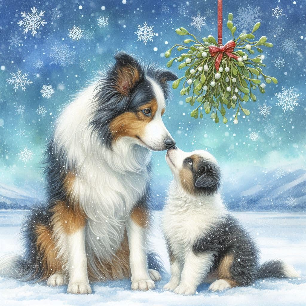 Tri Colour Border Collie Christmas Card