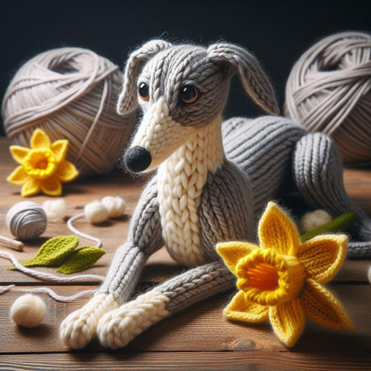 Whippet Daffodil Greeting Card