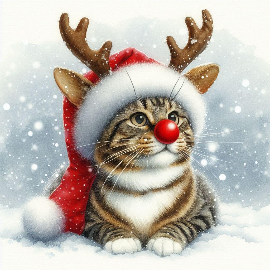 Tabby Cat Christmas Card