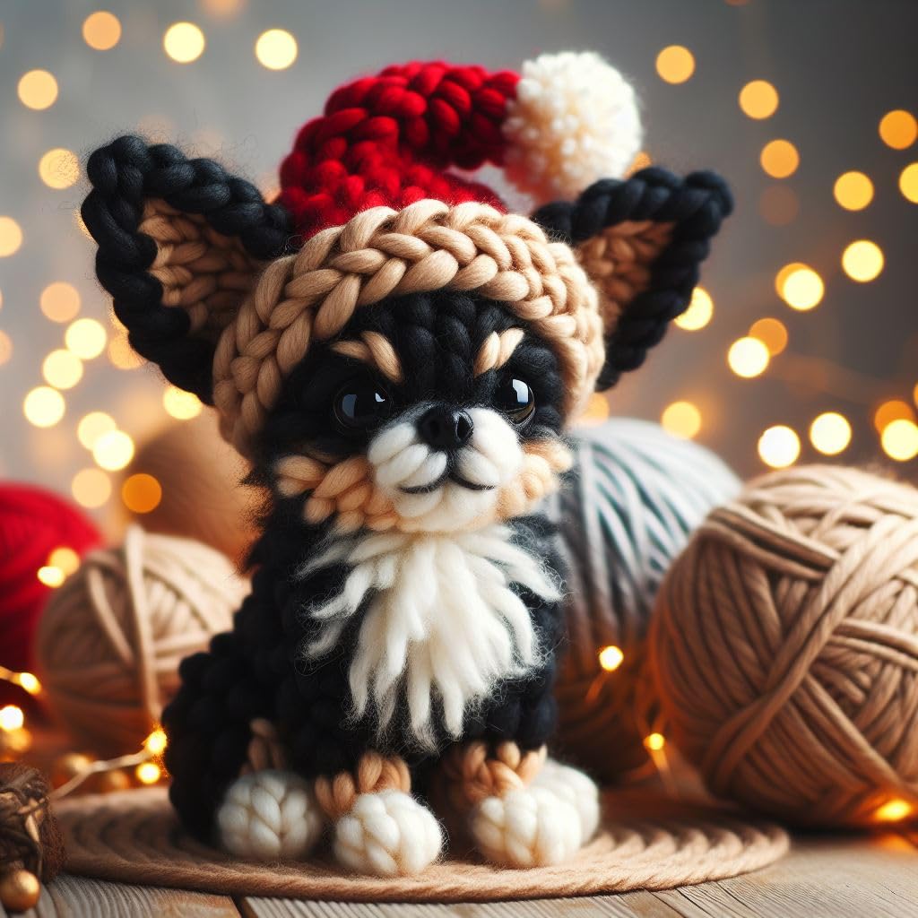 Chihuahua Knitted Christmas Card