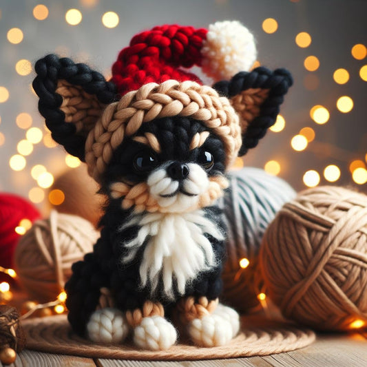 Chihuahua Knitted Christmas Card