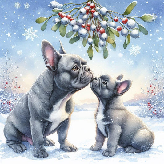 Grey Frenchie Christmas Card