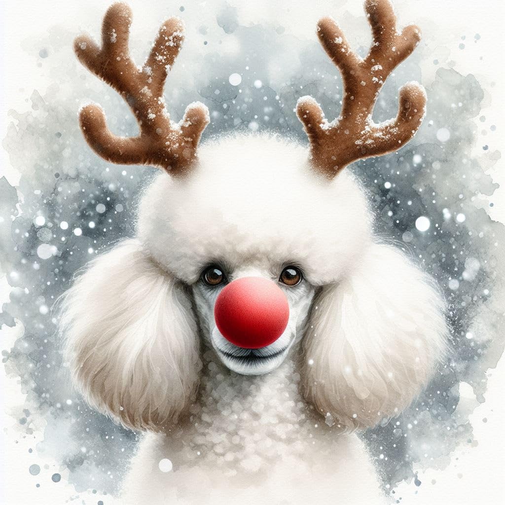 White Poodle Christmas Card