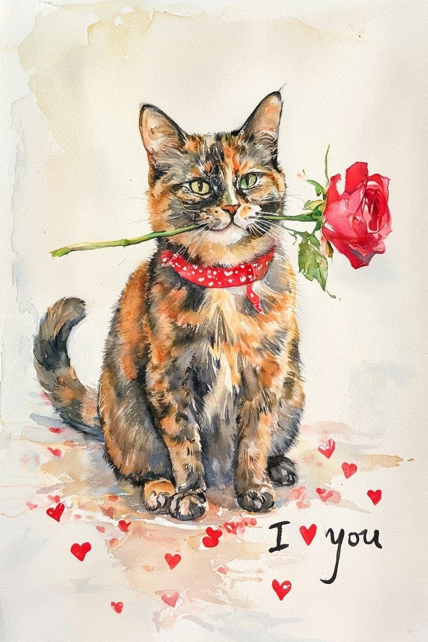 Tortoiseshell Cat Valentine Card