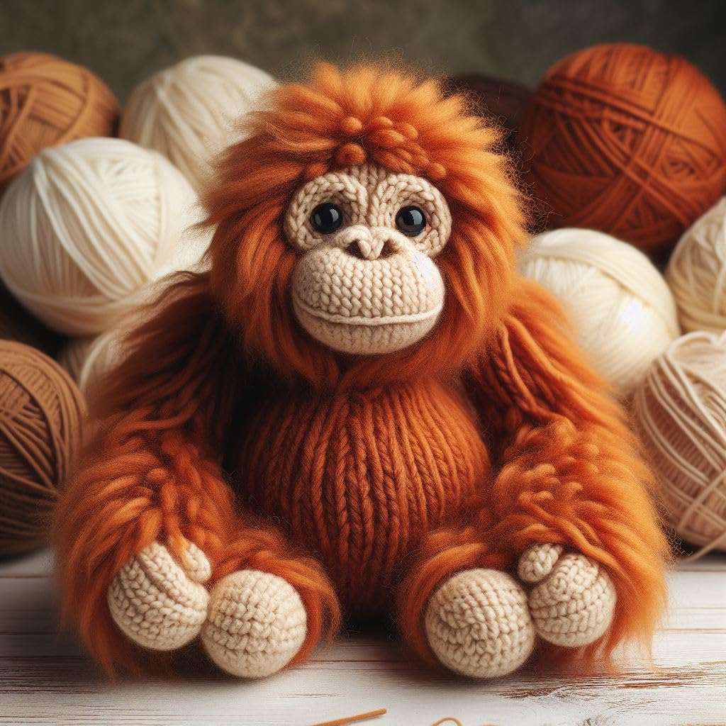 Knitted Orangutan Blank Card
