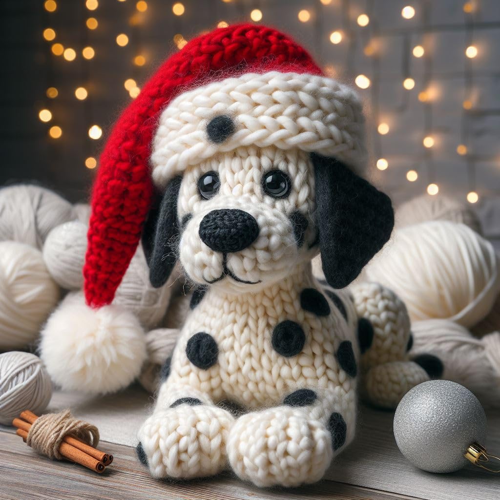 Dalmatian Knitted Christmas Card