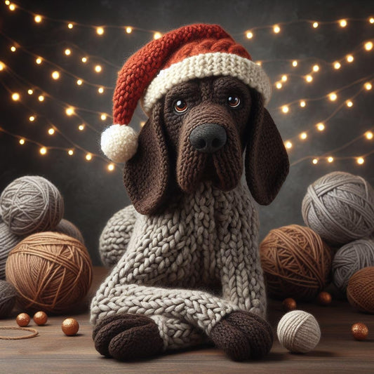 German Pointer Knitted Christmas Card