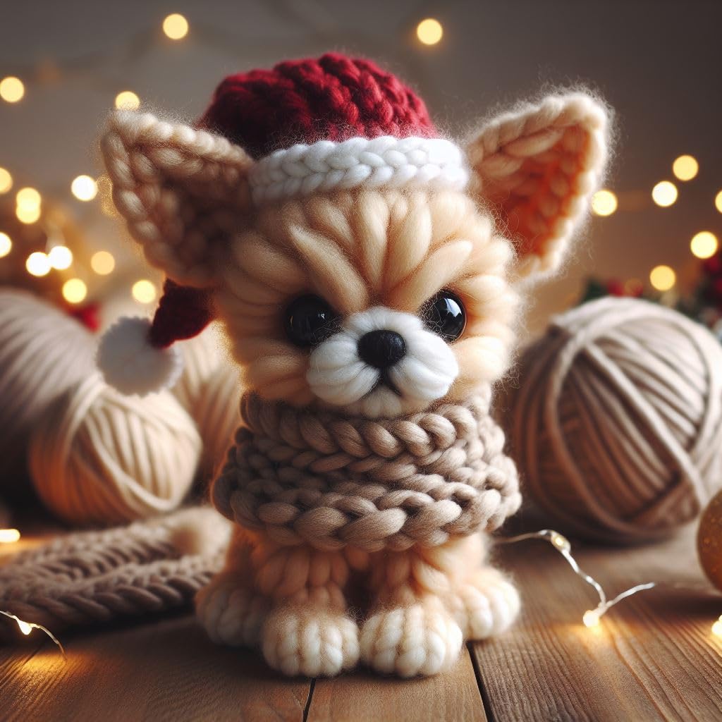 Chihuahua Knitted Christmas Card