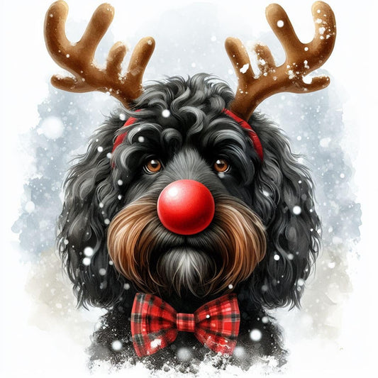 Black Cockapoo Christmas Card