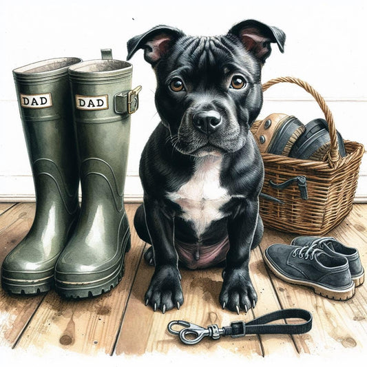 Black Staffy Dad Birthday Card