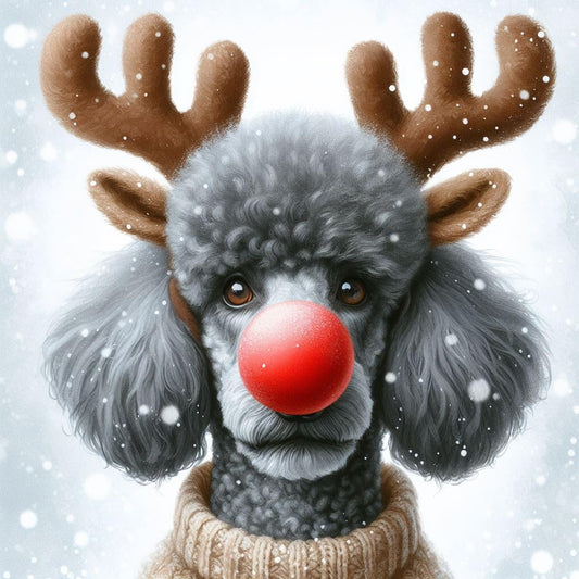 Grey Poodle Christmas Card