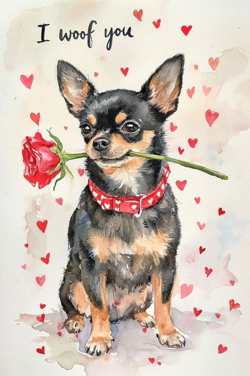 Black Chihuahua Valentine Card