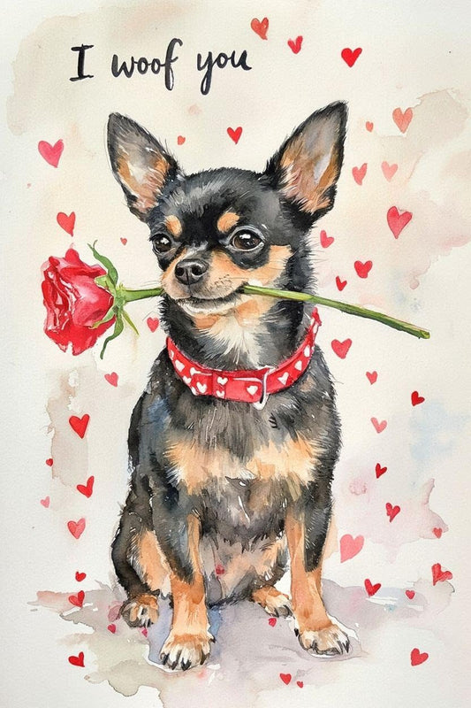 Black Chihuahua Valentine Card