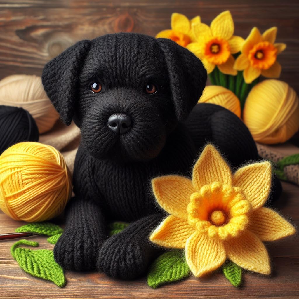 Black Lab Daffodil Card
