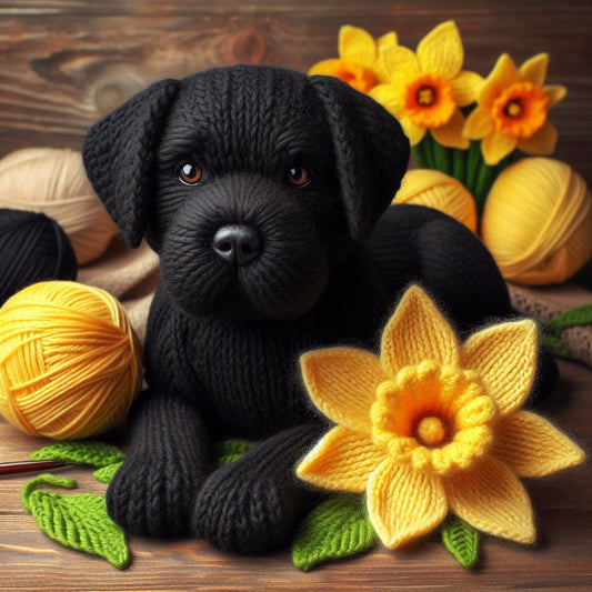 Black Lab Daffodil Card