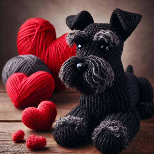 Knitted Schnauzer Valentine Card