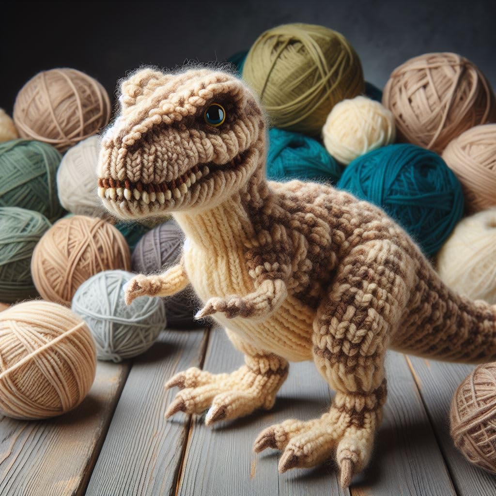 Knitted Dinosaur Blank Card