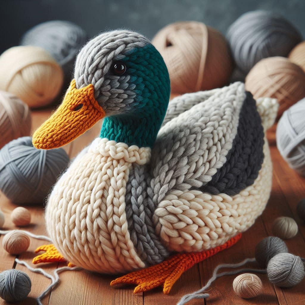 Knitted Duck Blank Card