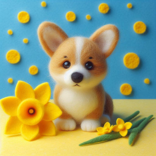 Corgi Daffodil Card