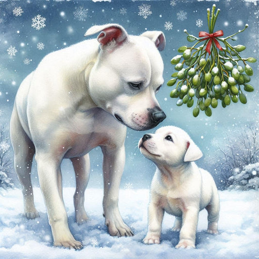 White Staffie Christmas Card