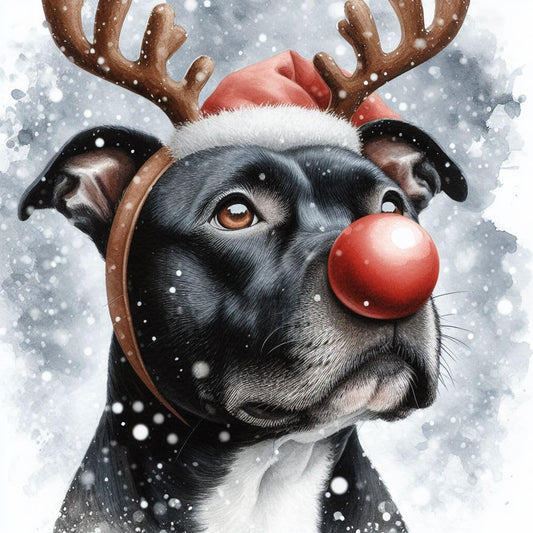 Brown Staffy Christmas Card