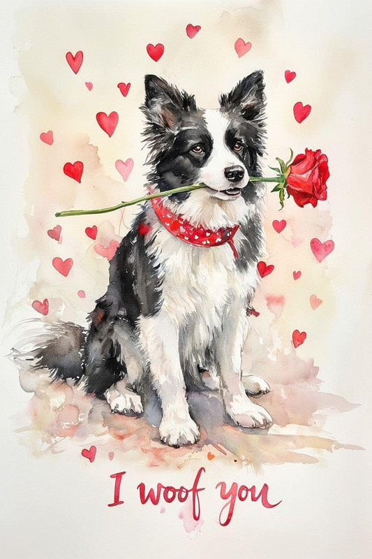 Border Collie Valentine Card