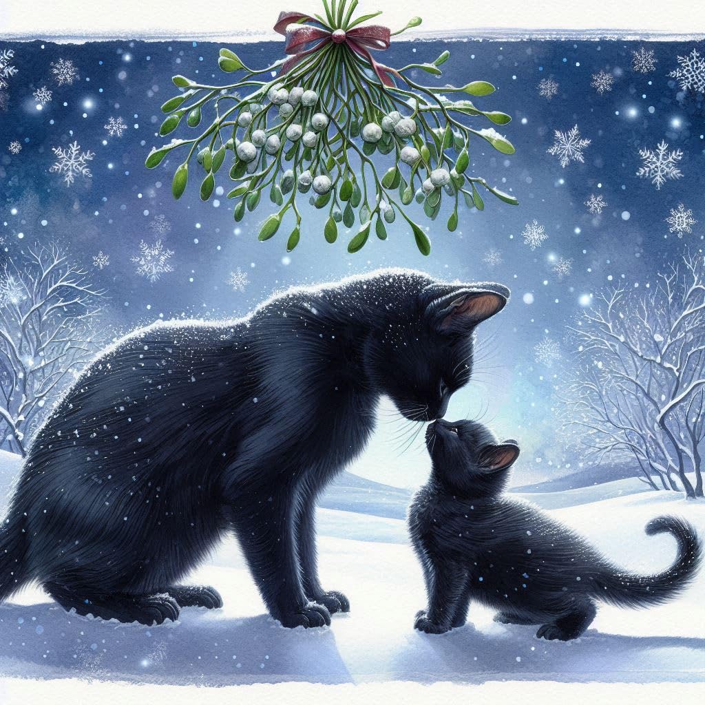 Pack of Black Cat Christmas Cards