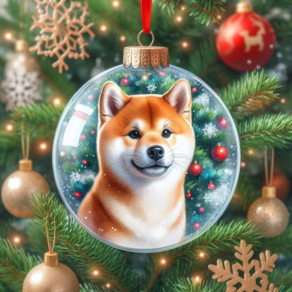 Shiba Inu Bauble Christmas Card