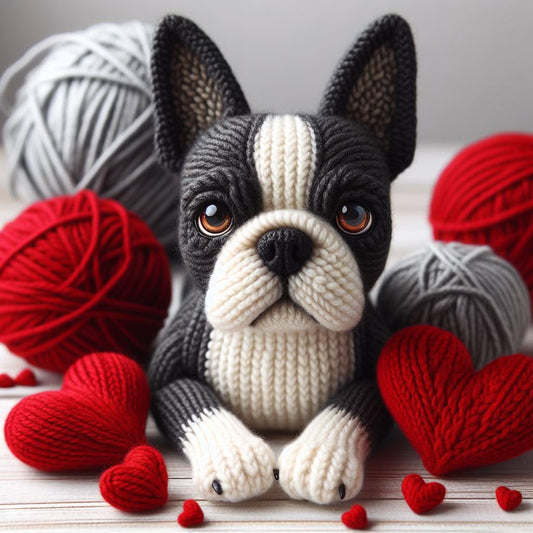 Knitted Boston Terrier Card