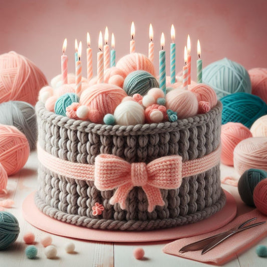Knitted Birthday Cake Birthday Card