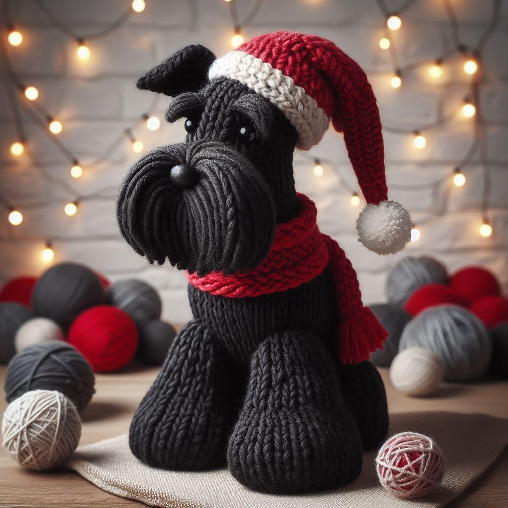 Knitted Schnauzer Christmas Card