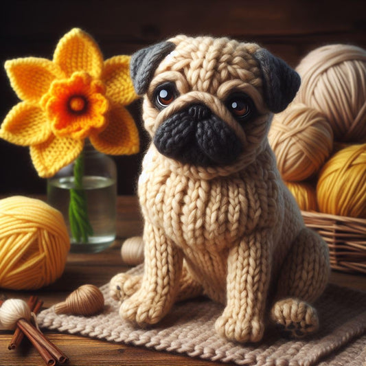 Pug Daffodil Birthday Card