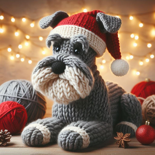 Knitted Schnauzer Christmas Card