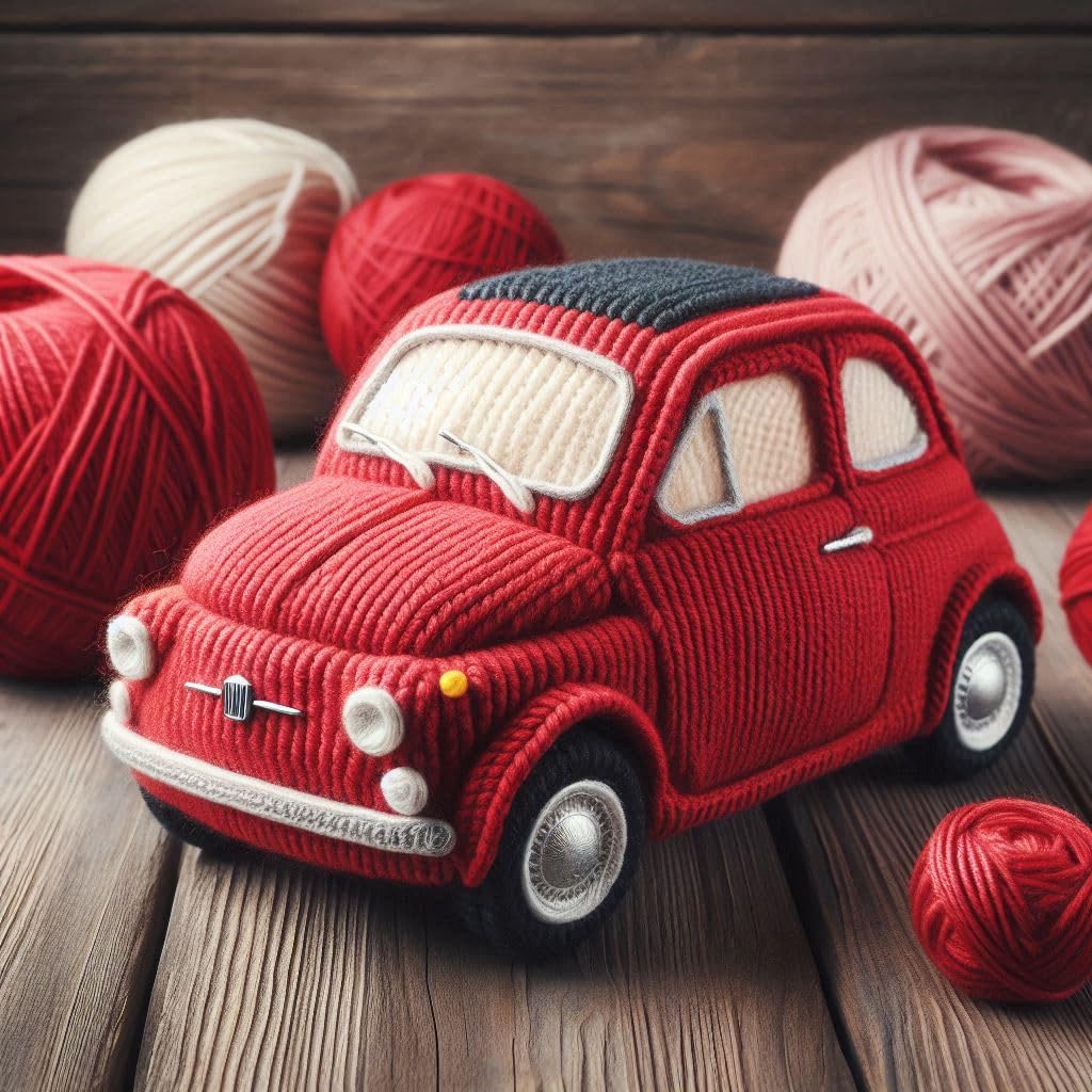 Knitted Fiat 500 Blank Card