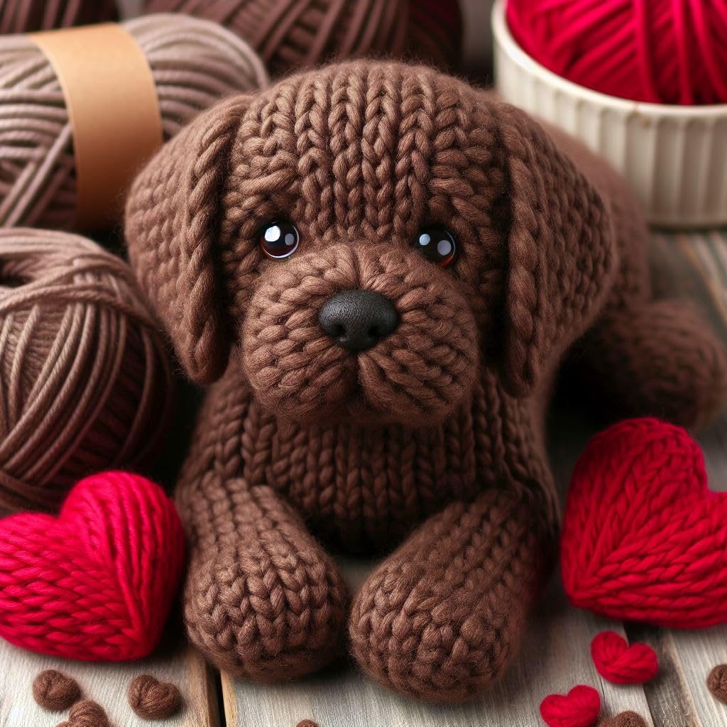 Knitted Chocolate Lab Card