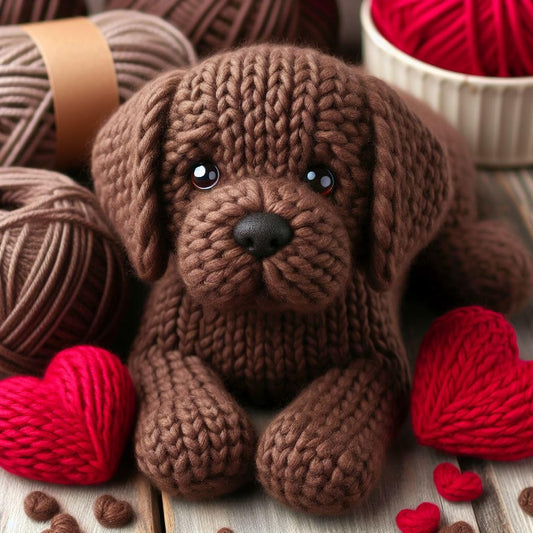 Knitted Chocolate Lab Card