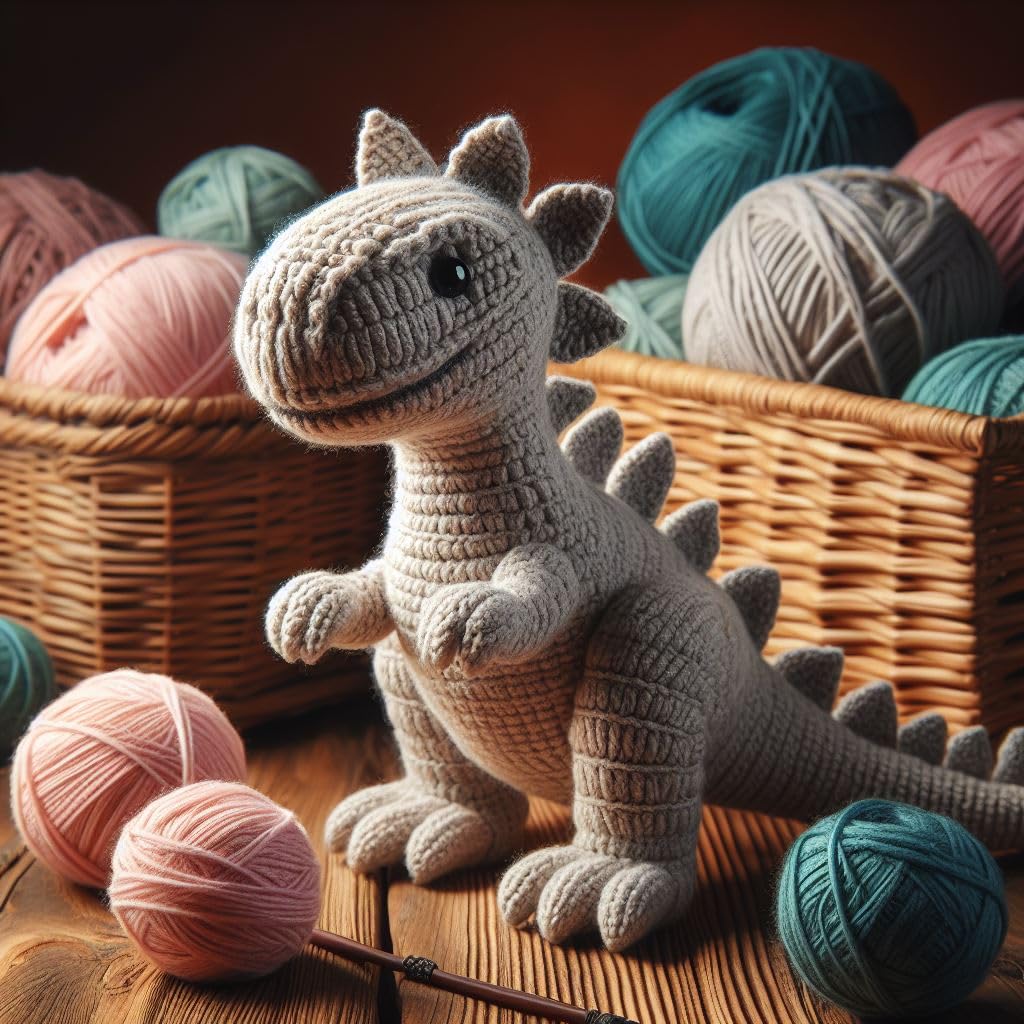Knitted Dinosaur Blank Card