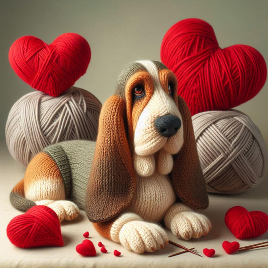 Knitted Basset Hound Terrier Card