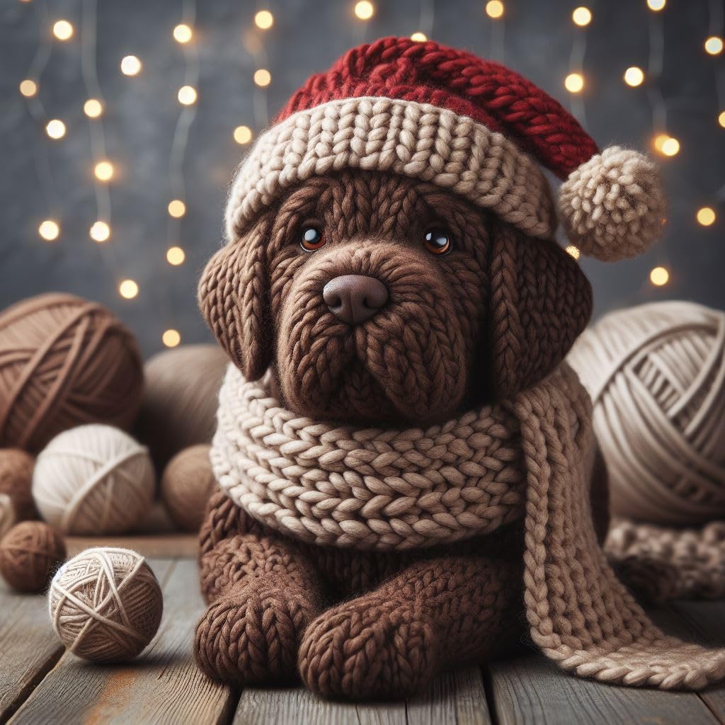 Pack of Labrador Knitted Christmas Cards