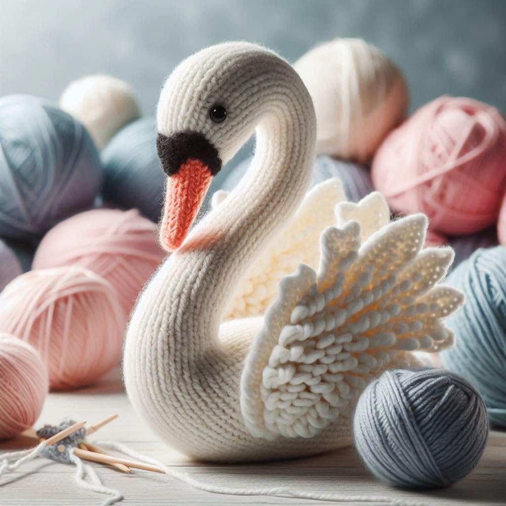 Knitted Swan Blank Card