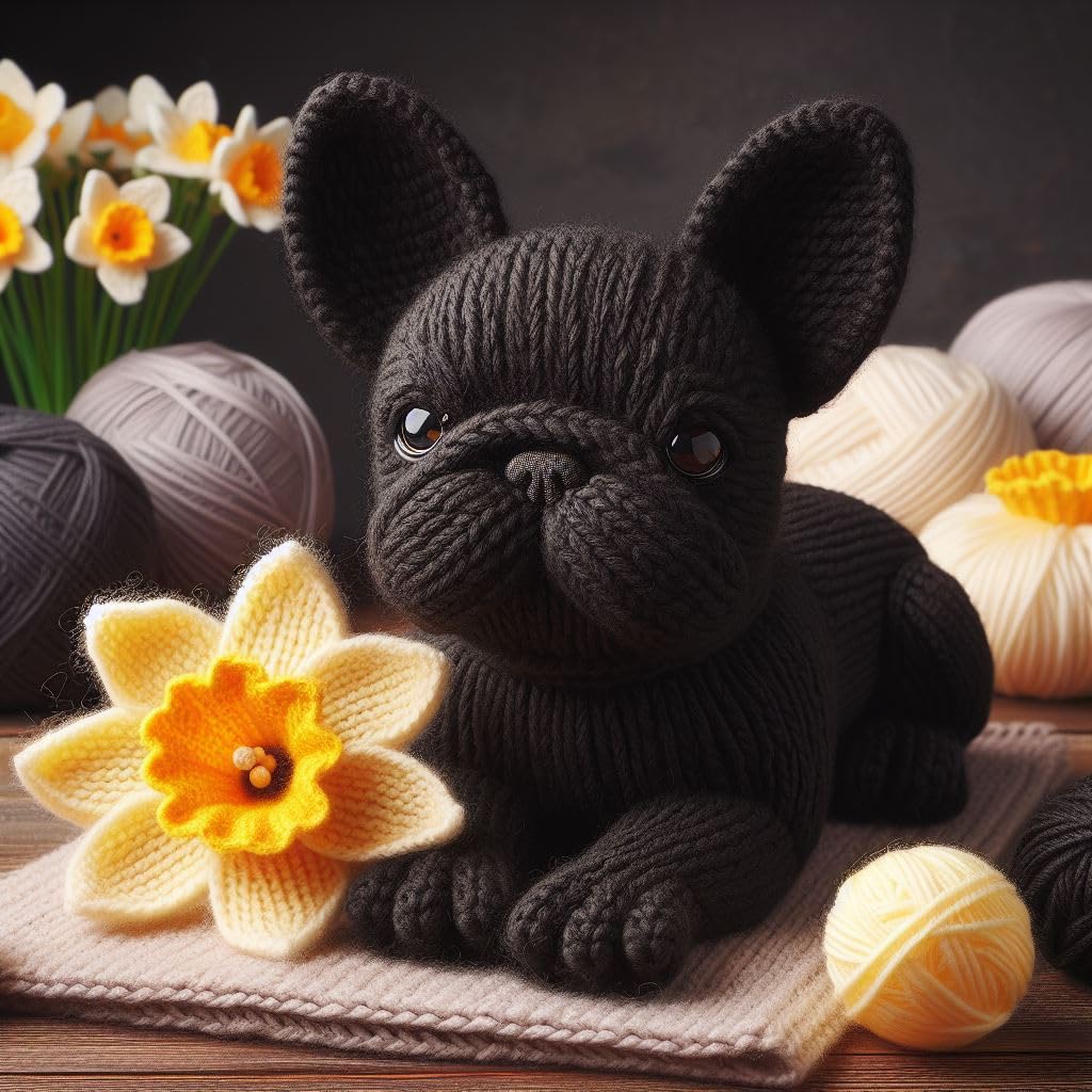 Frenchie Daffodil Birthday Card
