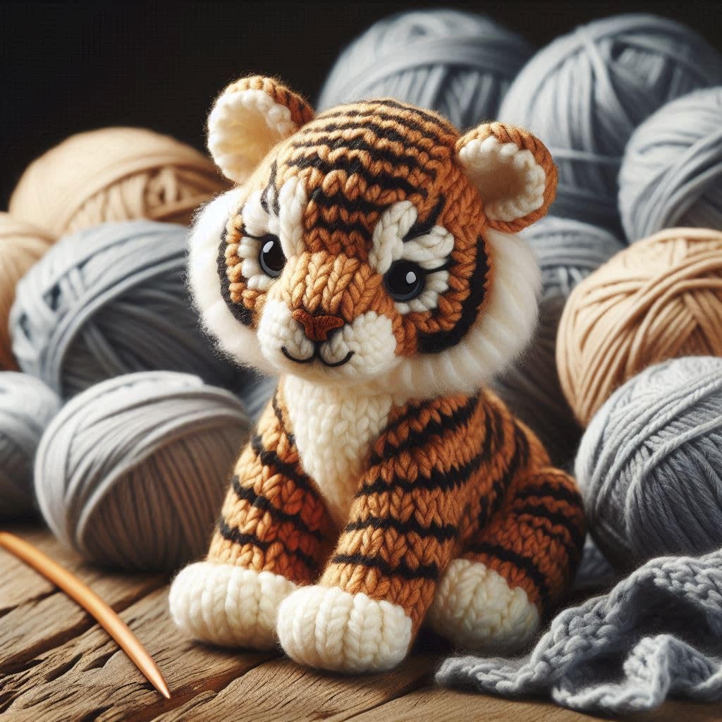 Knitted Tiger Blank Card