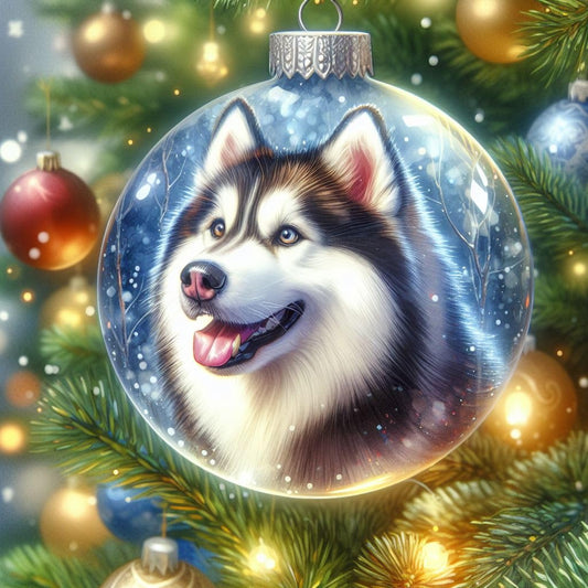 Husky Bauble Christmas Card