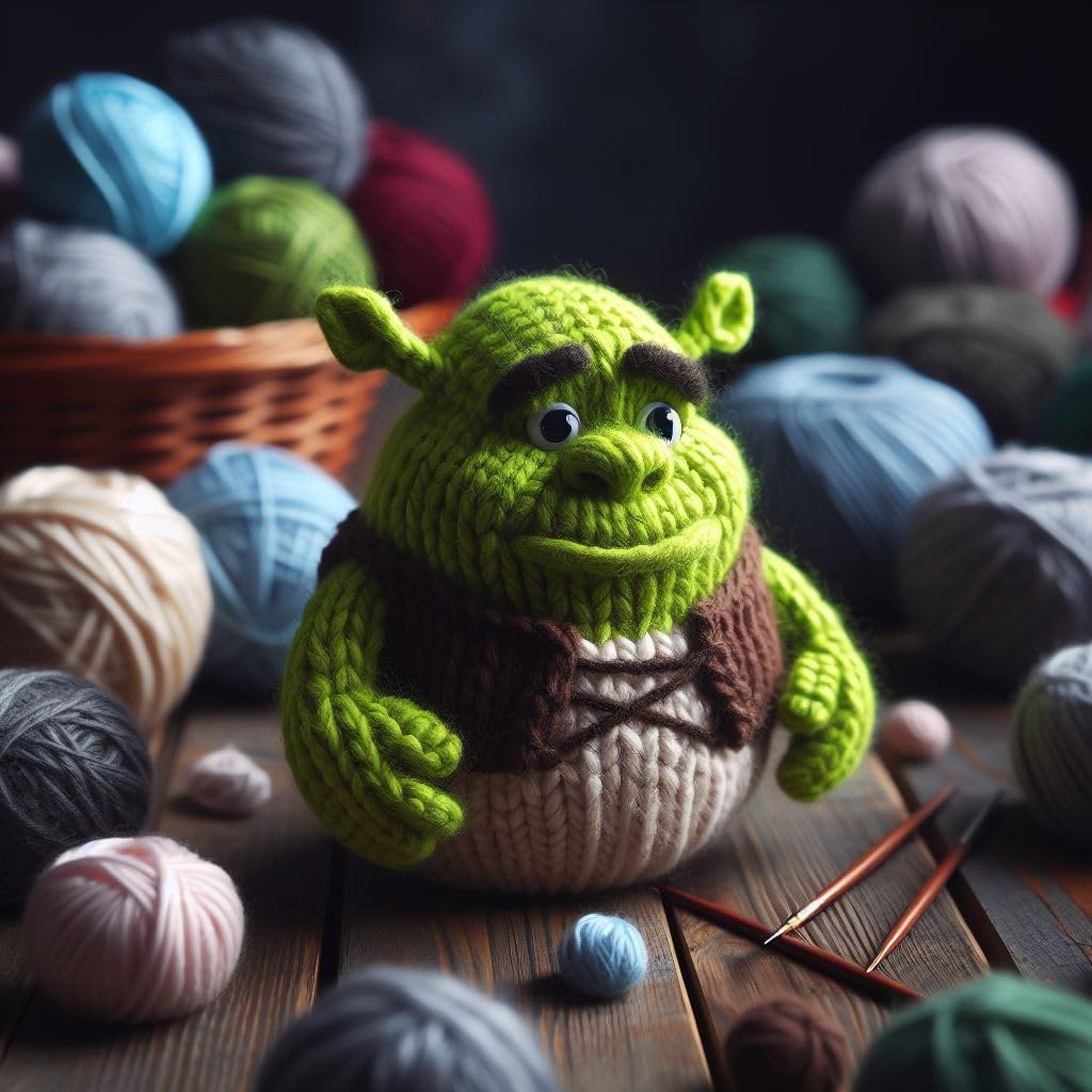 Knitted Shrek Blank Card