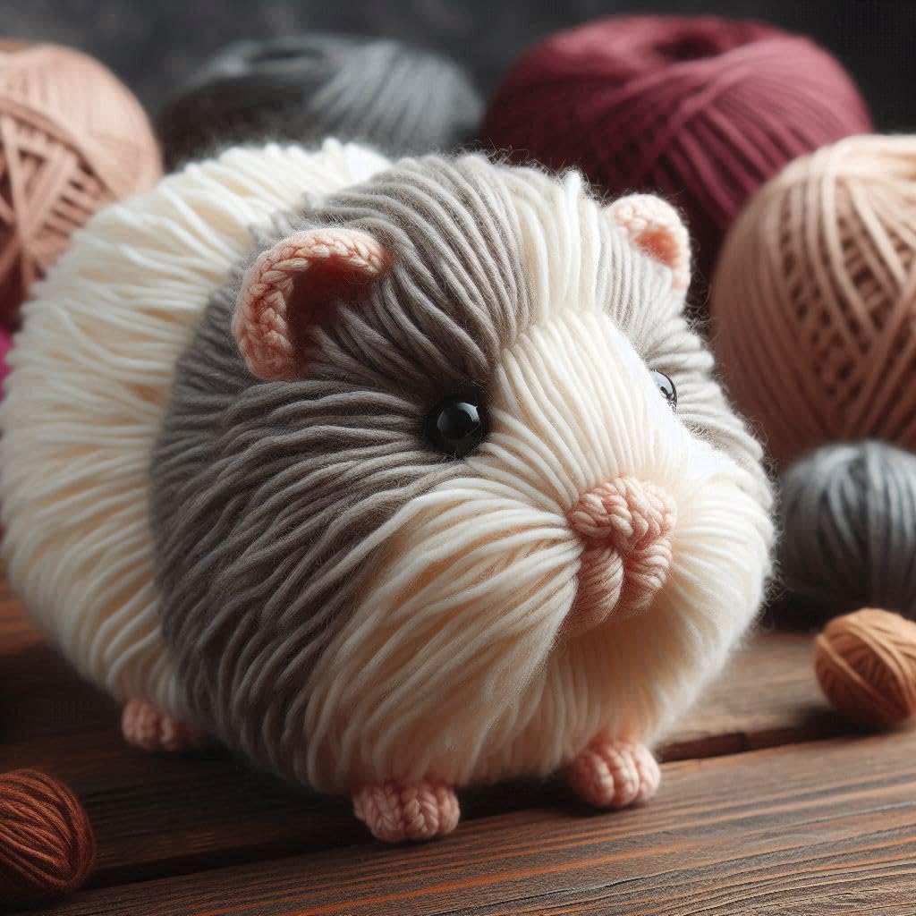 Knitted Guinea Pig Blank Card