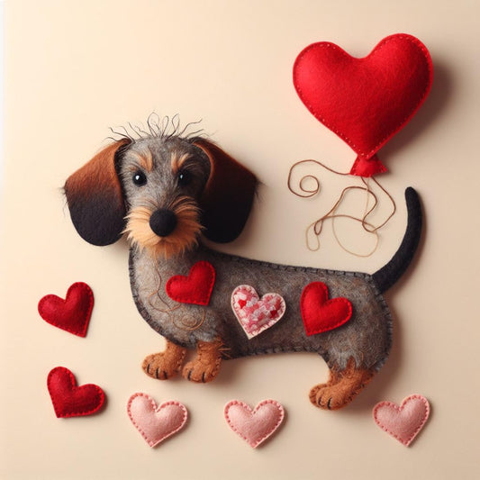 Wire Haired Dachshund Felt Card