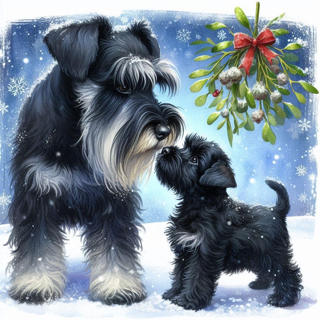 Pack of Black Schnauzer Christmas Cards