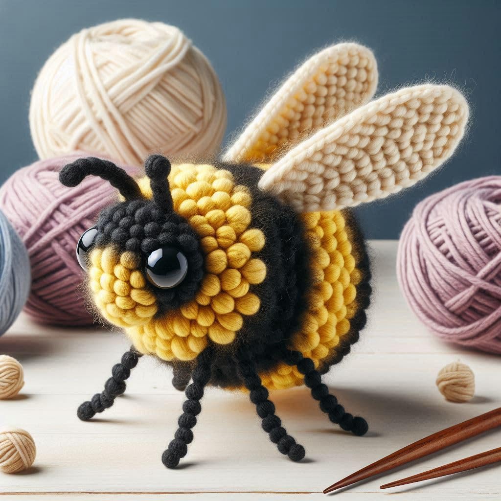 Knitted Bee Blank Card